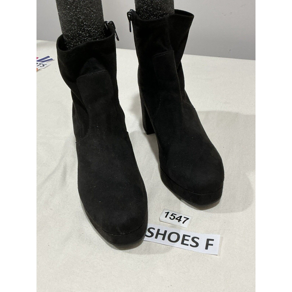 Woman’s Mari A Gitsie Black Stretch Faux Suede Zip Up Platform Boots 9.5m NWOT